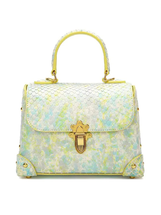 Women's Cowhide Fashion Handbag with Snake Pattern