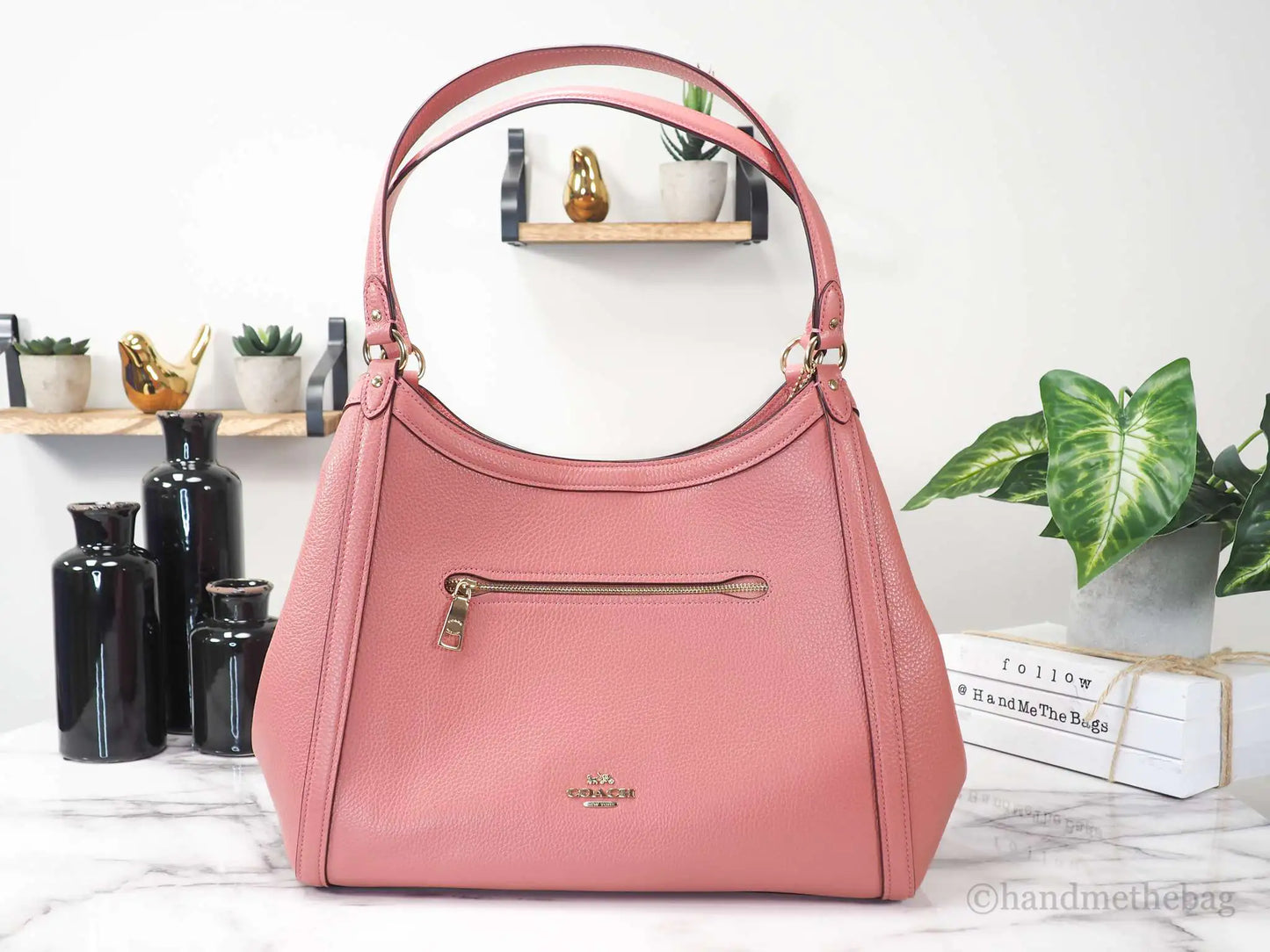 Coach Kristy Taffy Pebbled Leather Triple Compartment Shoulder Handbag