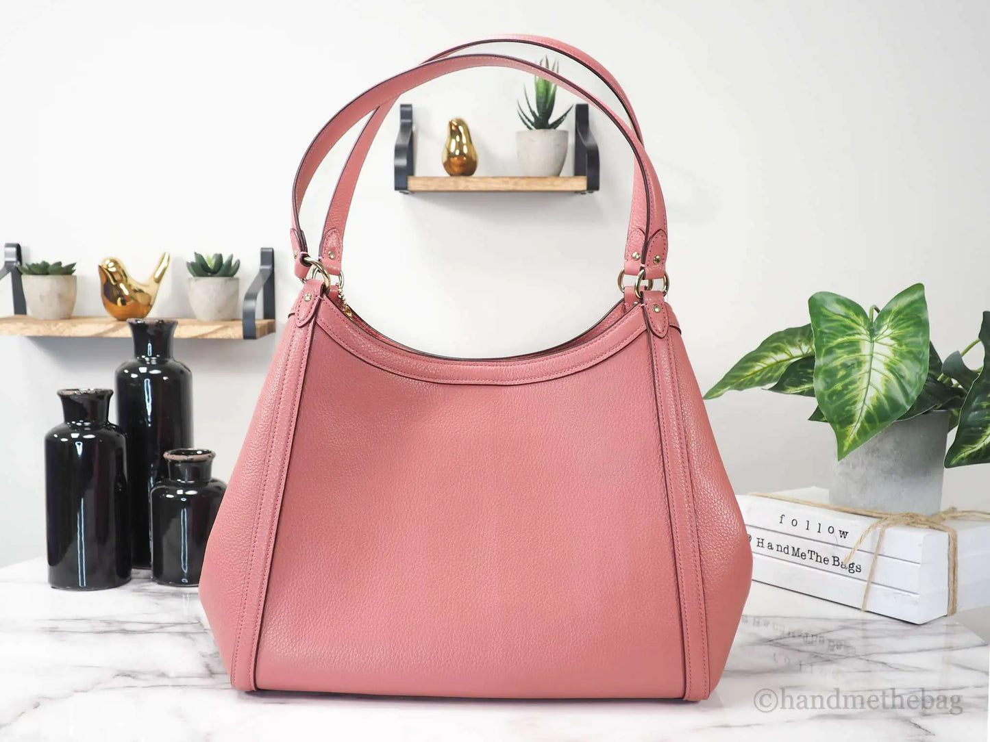 Coach Kristy Taffy Pebbled Leather Triple Compartment Shoulder Handbag