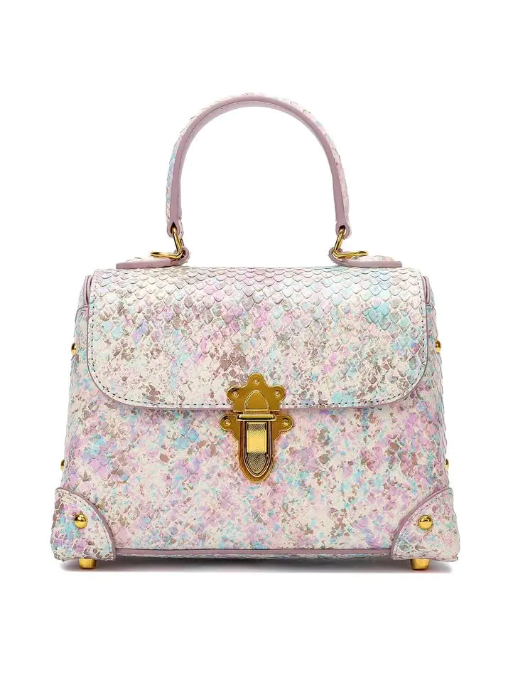Women's Cowhide Fashion Handbag with Snake Pattern