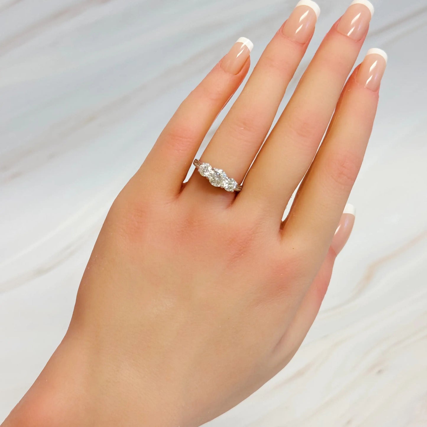 Three Stones Moissanite Diamond Ring