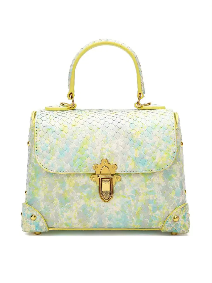 Women's Cowhide Fashion Handbag with Snake Pattern